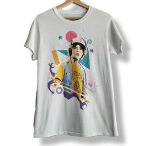 STRANGER THINGS Official Netflix Dustin Crewneck T-Shirt White Sz S